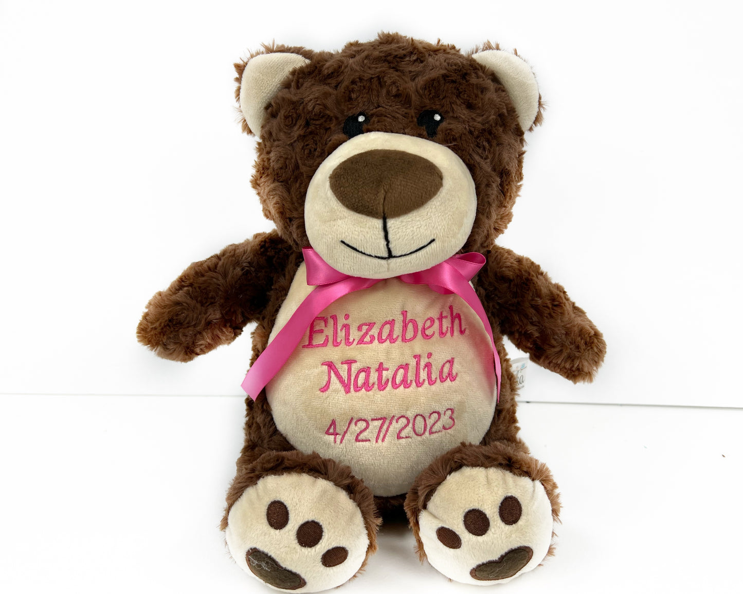 Personalized Brown Teddy Bear, Birth Stats, Bear Stuffed Animal, Newborn Gift, 1st Birthday Gift, Keepsake Bear, Christening Gift for Babies