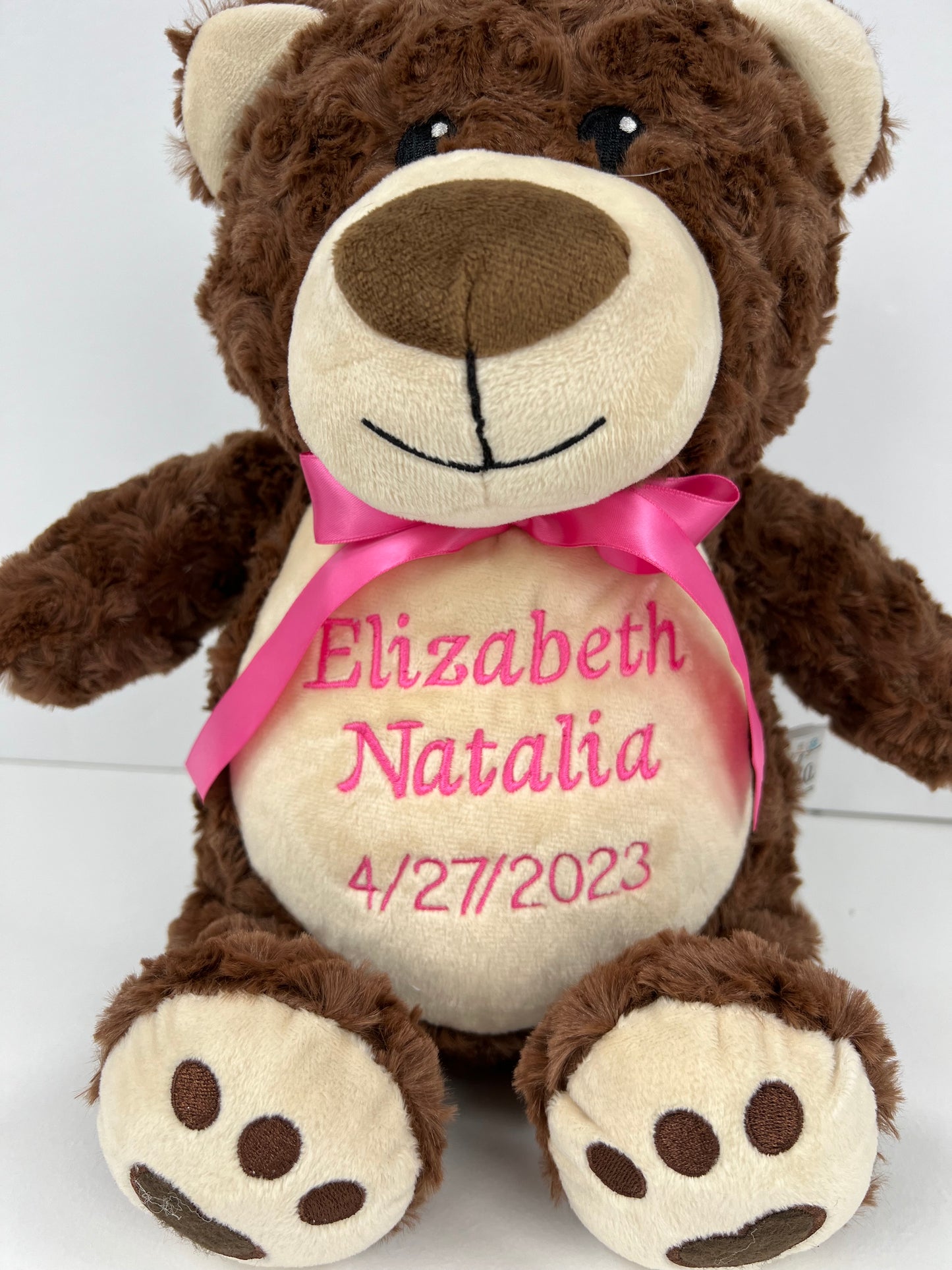 Personalized Brown Teddy Bear, Birth Stats, Bear Stuffed Animal, Newborn Gift, 1st Birthday Gift, Keepsake Bear, Christening Gift for Babies