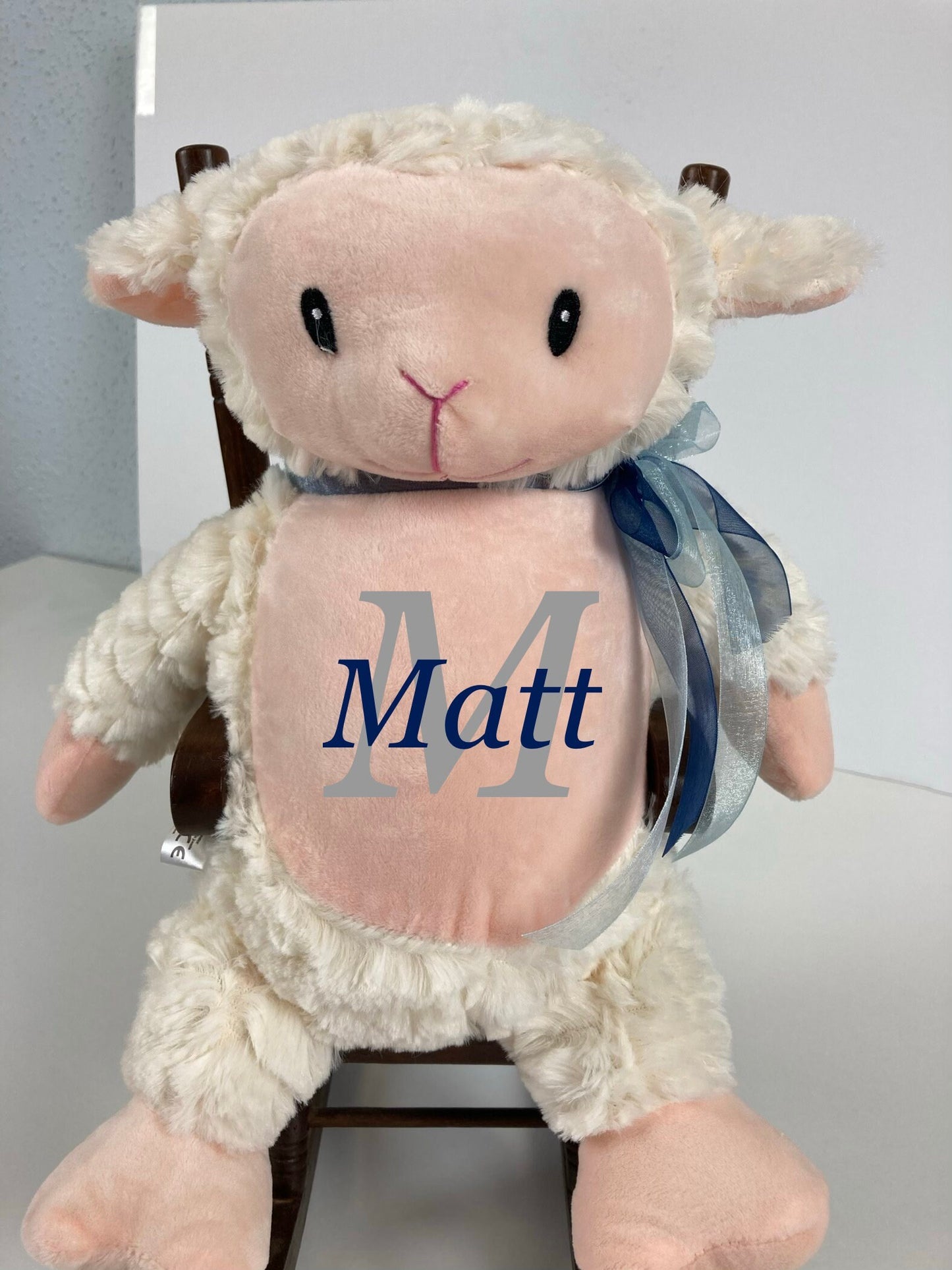 Personalized Fluffy Lamb, Birth Stats, Cubbies Stuffed Animal, Newborn Gift, 1st Birthday Gift, Keepsake Lamb, Christening Gift for Babies